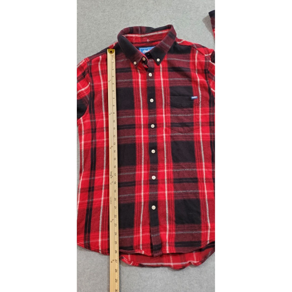 Chubbies Button Down Shirt Mens L Black Red Flannel Plaid Long Sleeve Collared - Picture 3 of 8